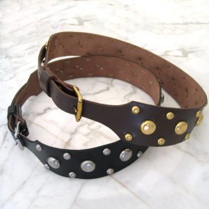 Studded Leather Belt -Black