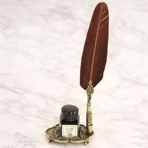 Brown Quill Pen with Table Stand -Set