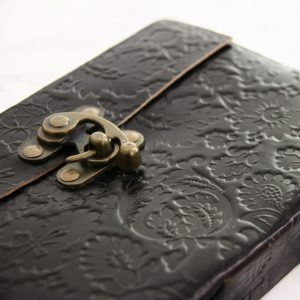 Black Flowers -Leather Diary/Notebook