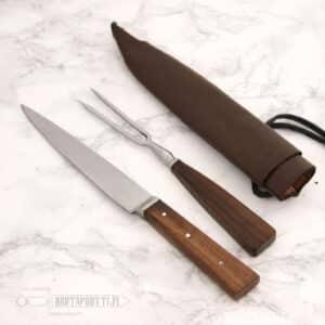 Knife and Fork in Leather Holder