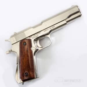 Nickel plated Colt M1911A1 with wooden handle, USA 1911