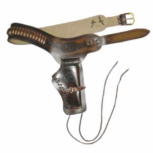 Ruskea asevyö yhdelle revolverille sis. 24 luotia