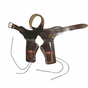 Brown weapon belt for two revolvers incl. 24 bullets