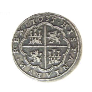 Silver piece of eight, silver peso, Spanish dollar, from the period of Philip IV 1635