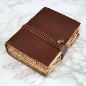 Large Leather Bound Notebook with Antique Paper