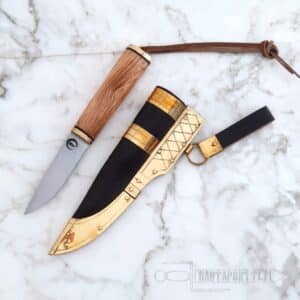 Iron Age Puukko with Brass Decorated Sheath